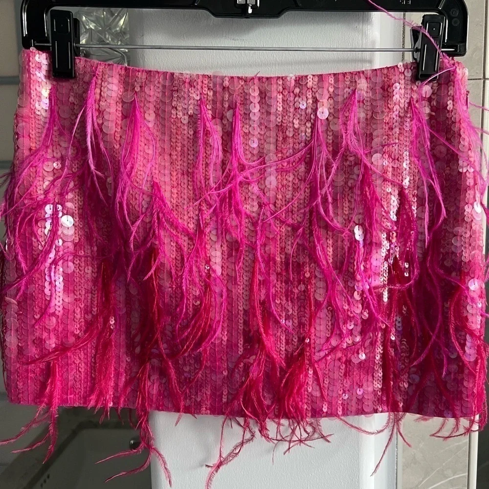 Retrofete Athana sequin feather-trim skirt - Picture 7 of 16